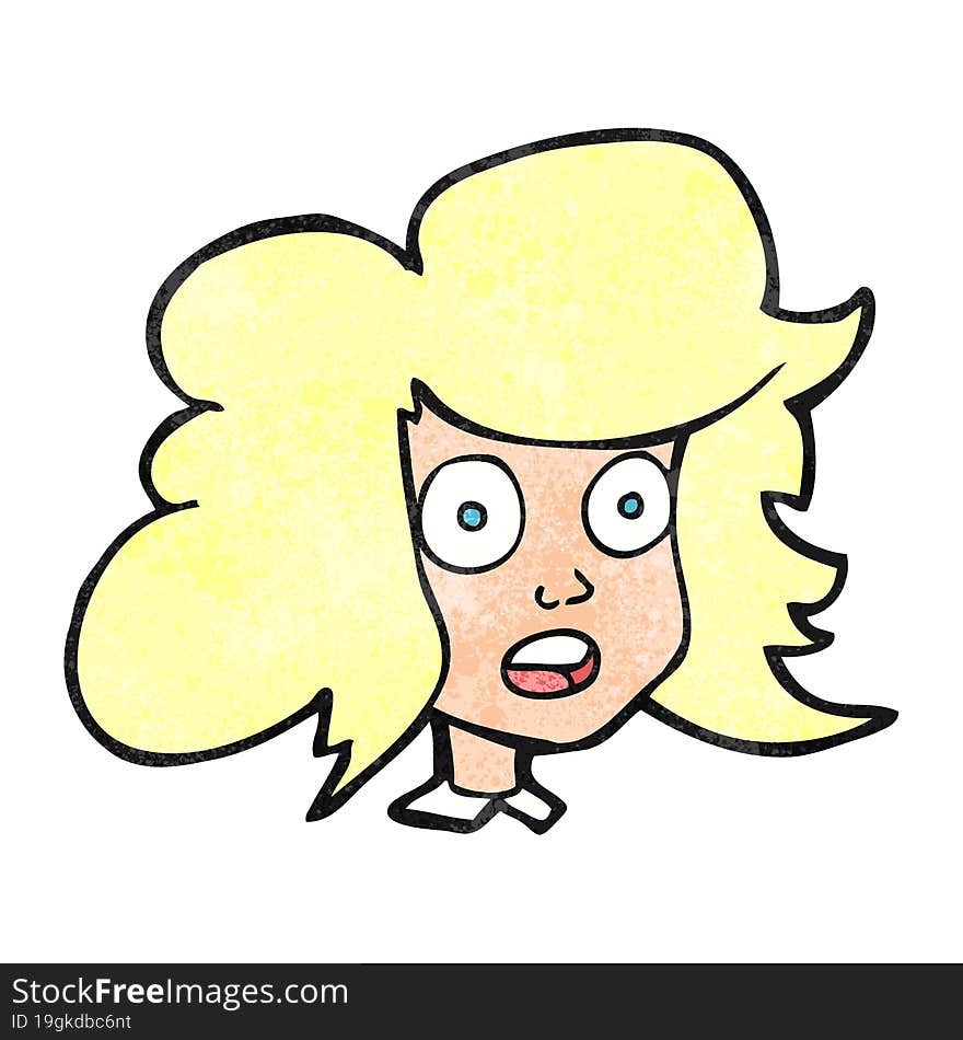 textured cartoon surprised female face