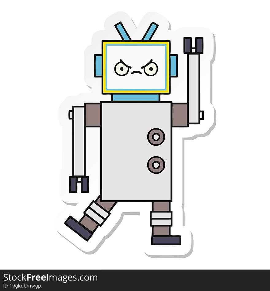 Sticker Of A Cute Cartoon Robot