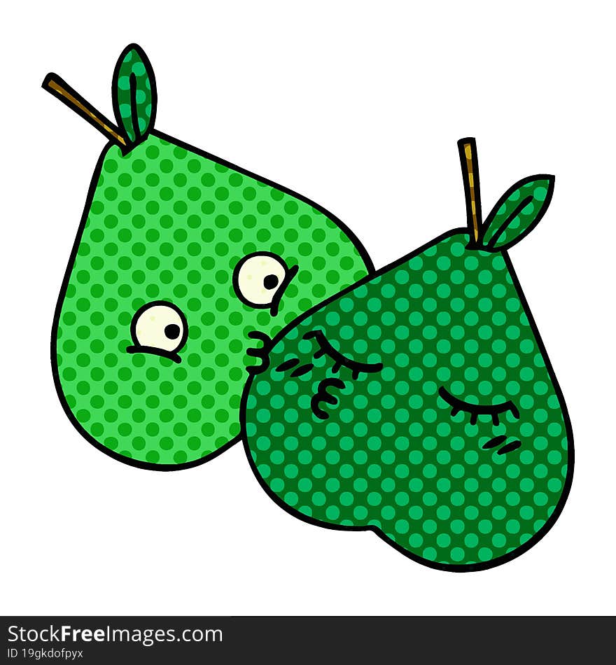 comic book style cartoon pears