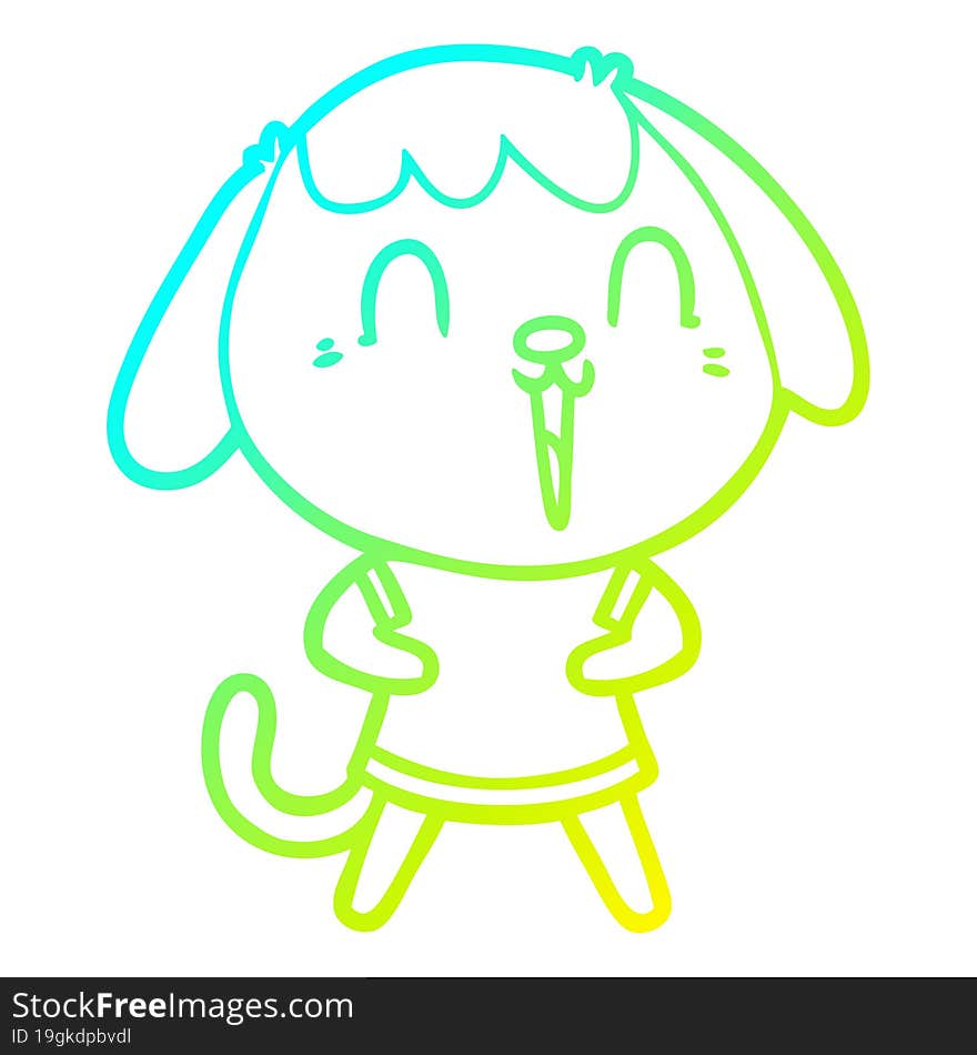 cold gradient line drawing of a cute cartoon dog