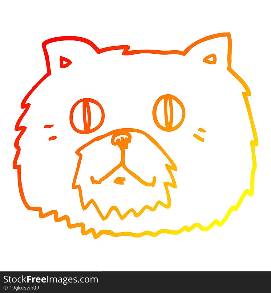 warm gradient line drawing of a cartoon cat face