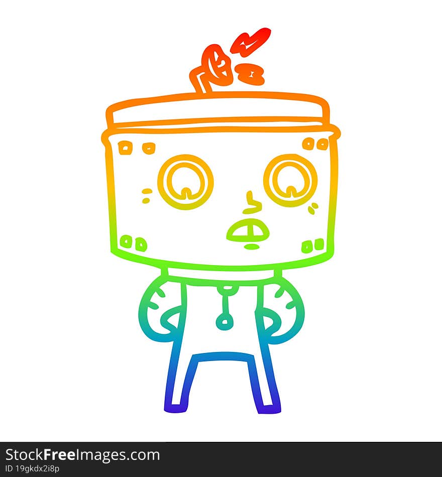 rainbow gradient line drawing cartoon robot