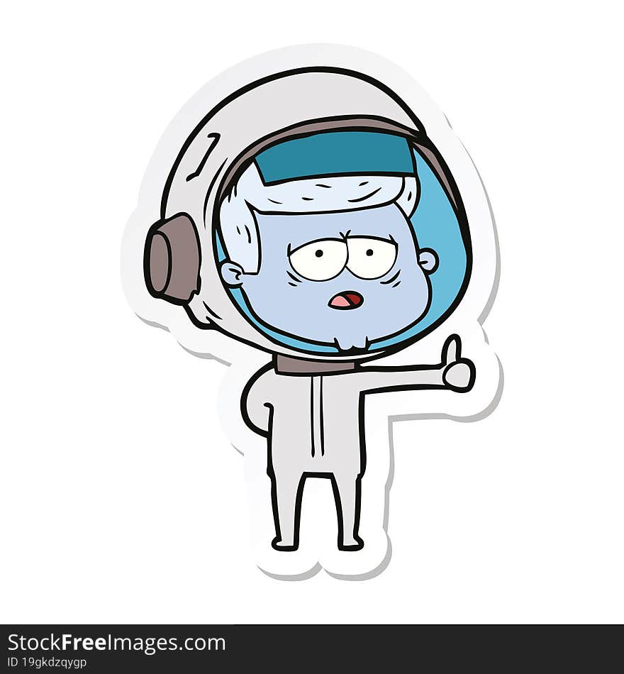 sticker of a cartoon tired astronaut