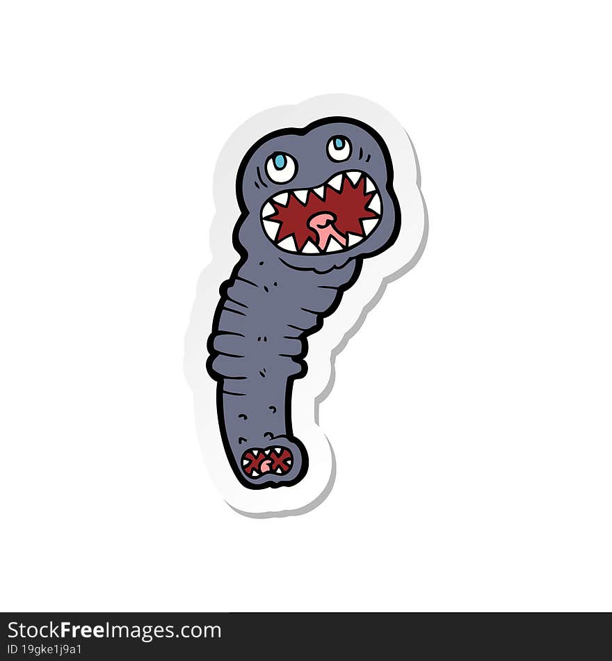 sticker of a cartoon leech