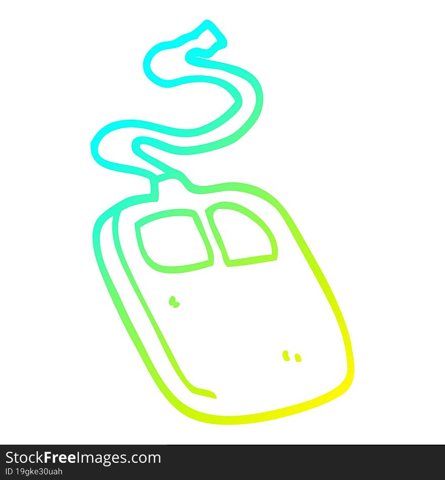 cold gradient line drawing of a cartoon old computer mouse