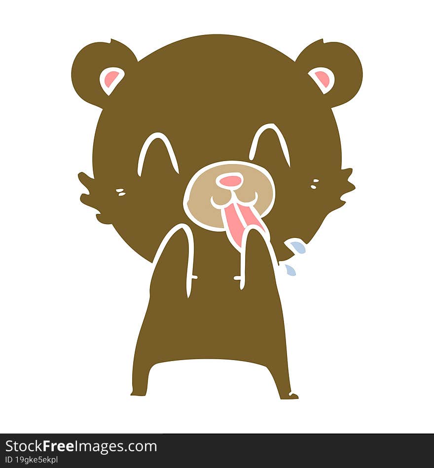 Rude Flat Color Style Cartoon Bear