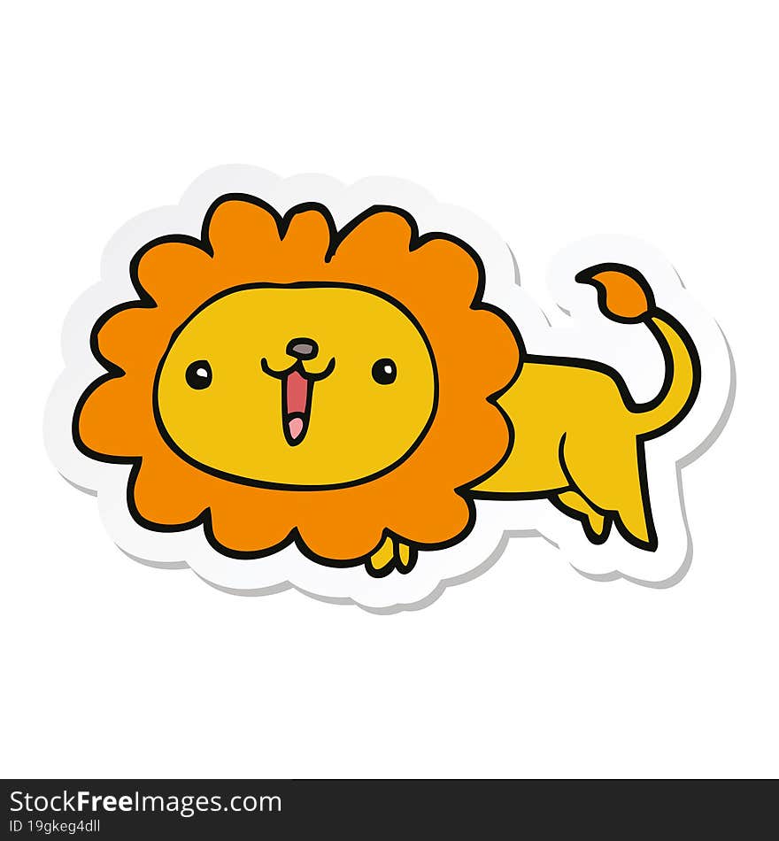 Sticker Of A Cute Cartoon Lion