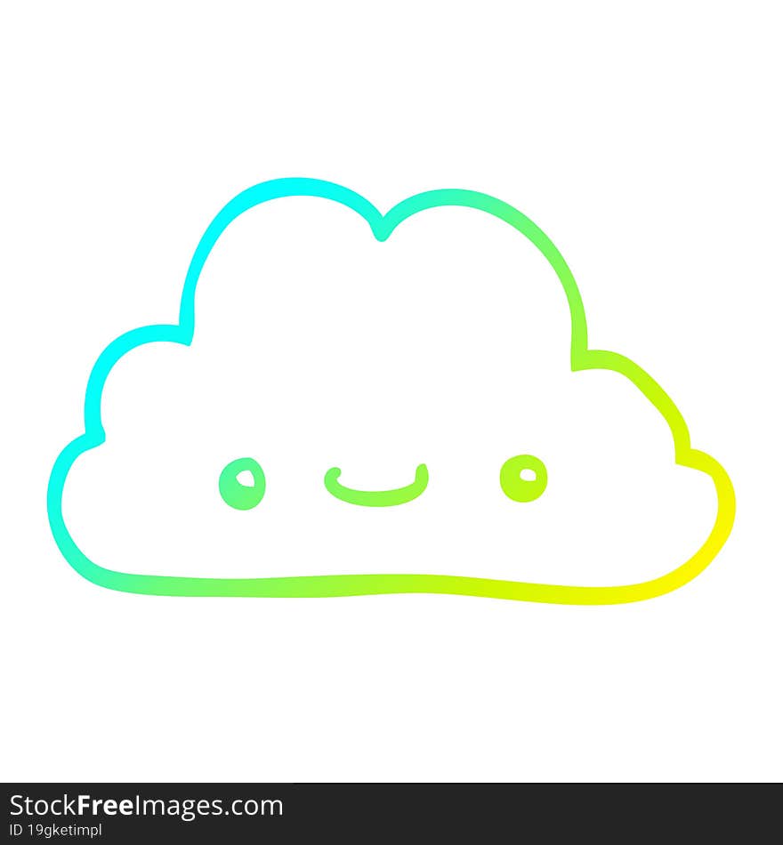 cold gradient line drawing cute cartoon cloud