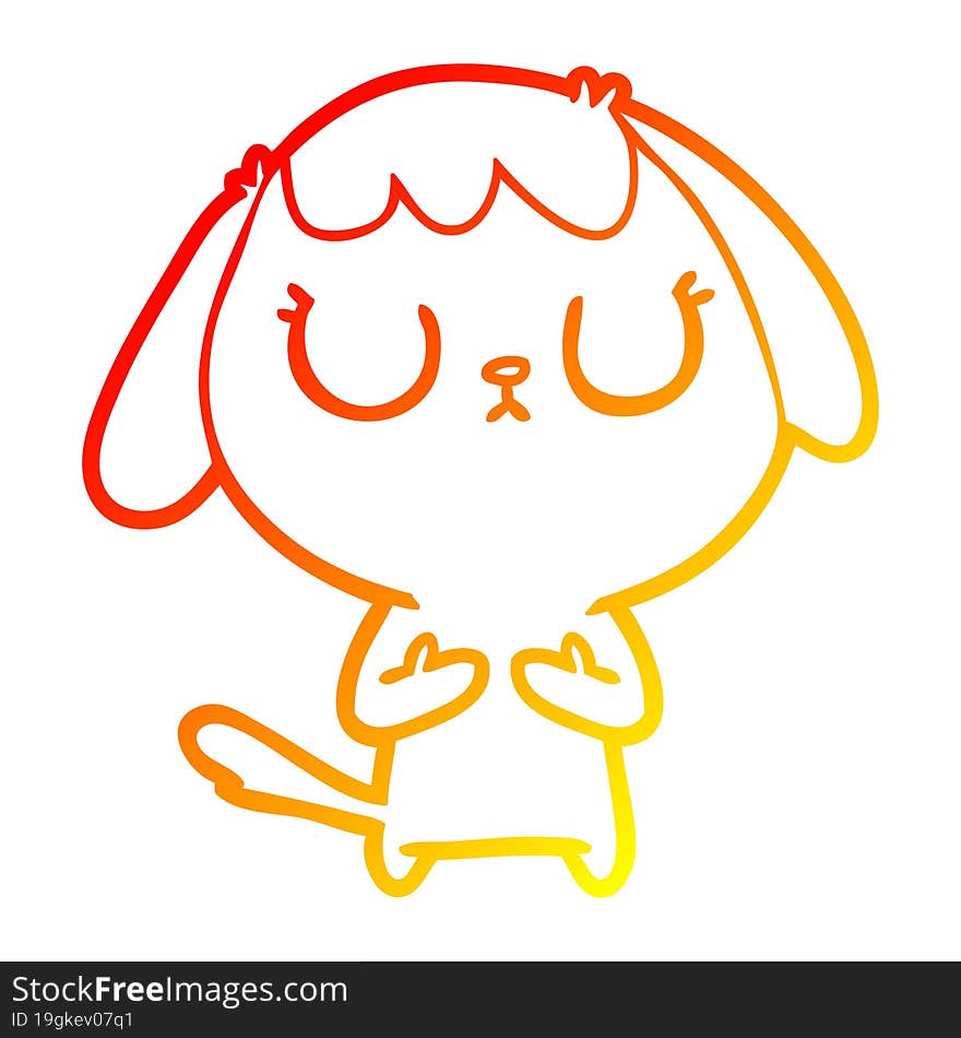 Warm Gradient Line Drawing Cute Cartoon Dog