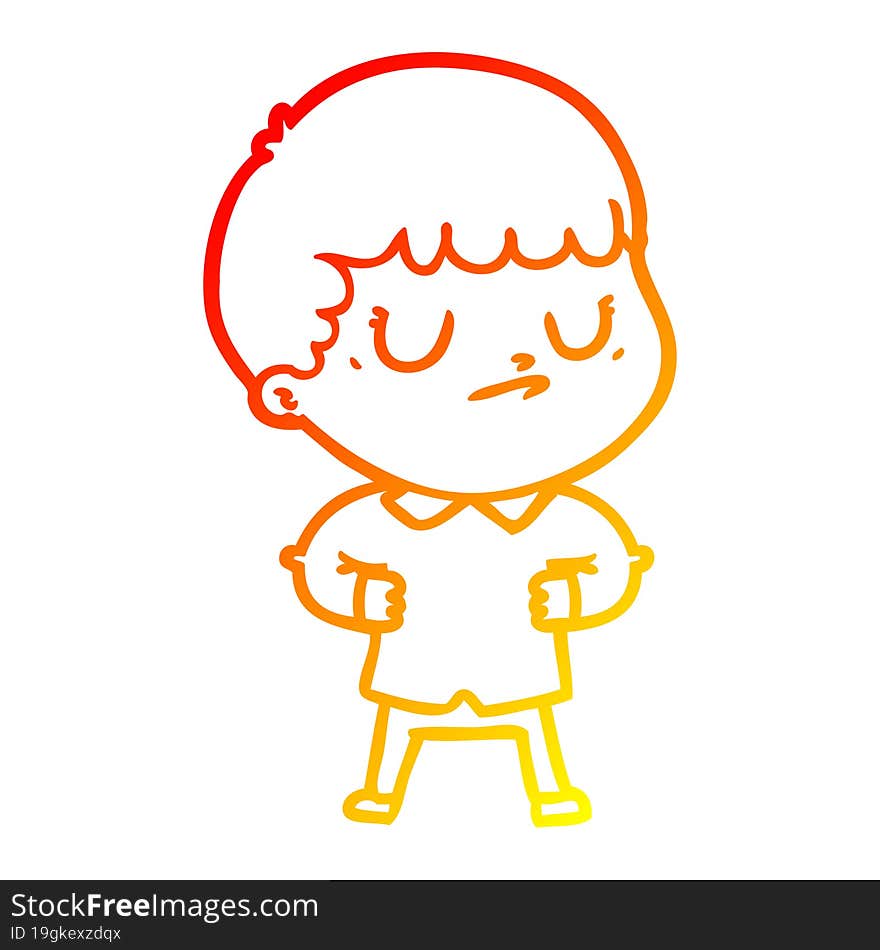 warm gradient line drawing cartoon grumpy boy