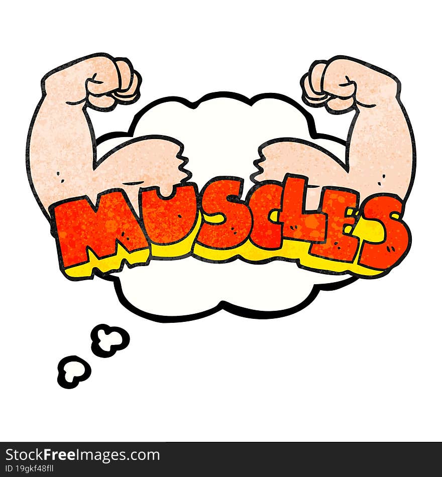 Thought Bubble Textured Cartoon Muscles Symbol