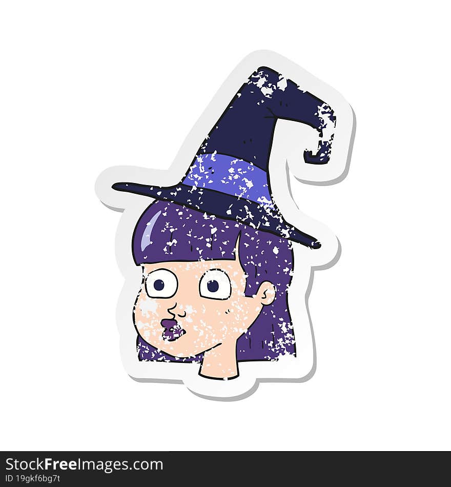 retro distressed sticker of a cartoon witch