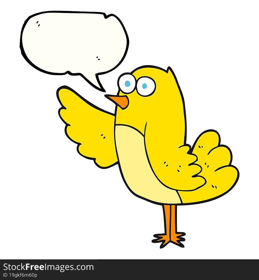 freehand drawn speech bubble cartoon bird