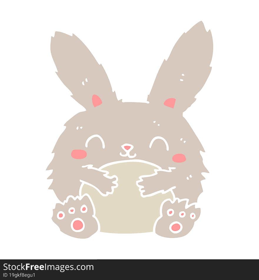 Cute Flat Color Style Cartoon Rabbit