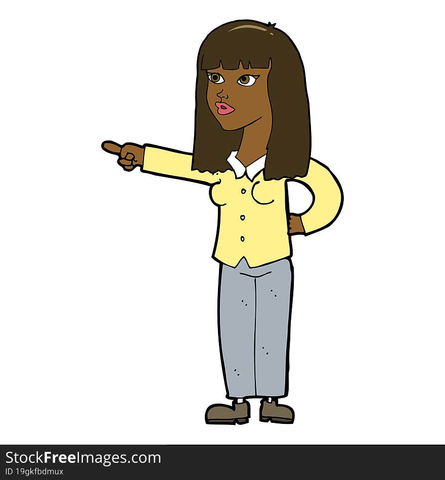 cartoon pretty woman pointing