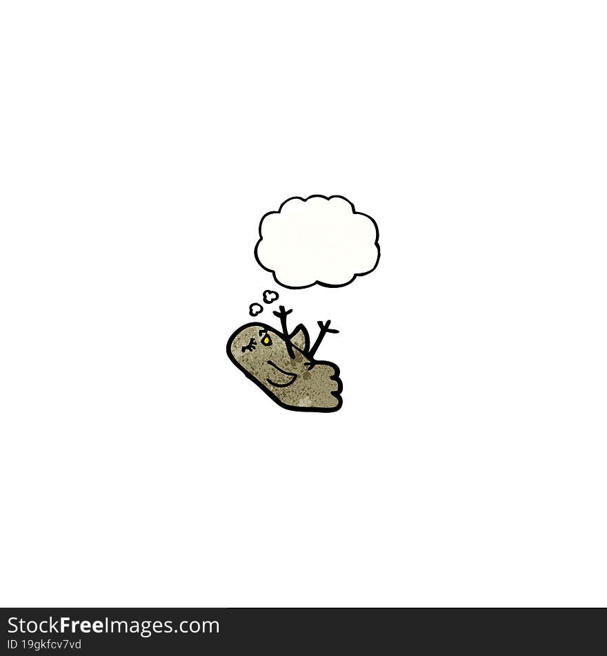 cartoon bird with thought bubble