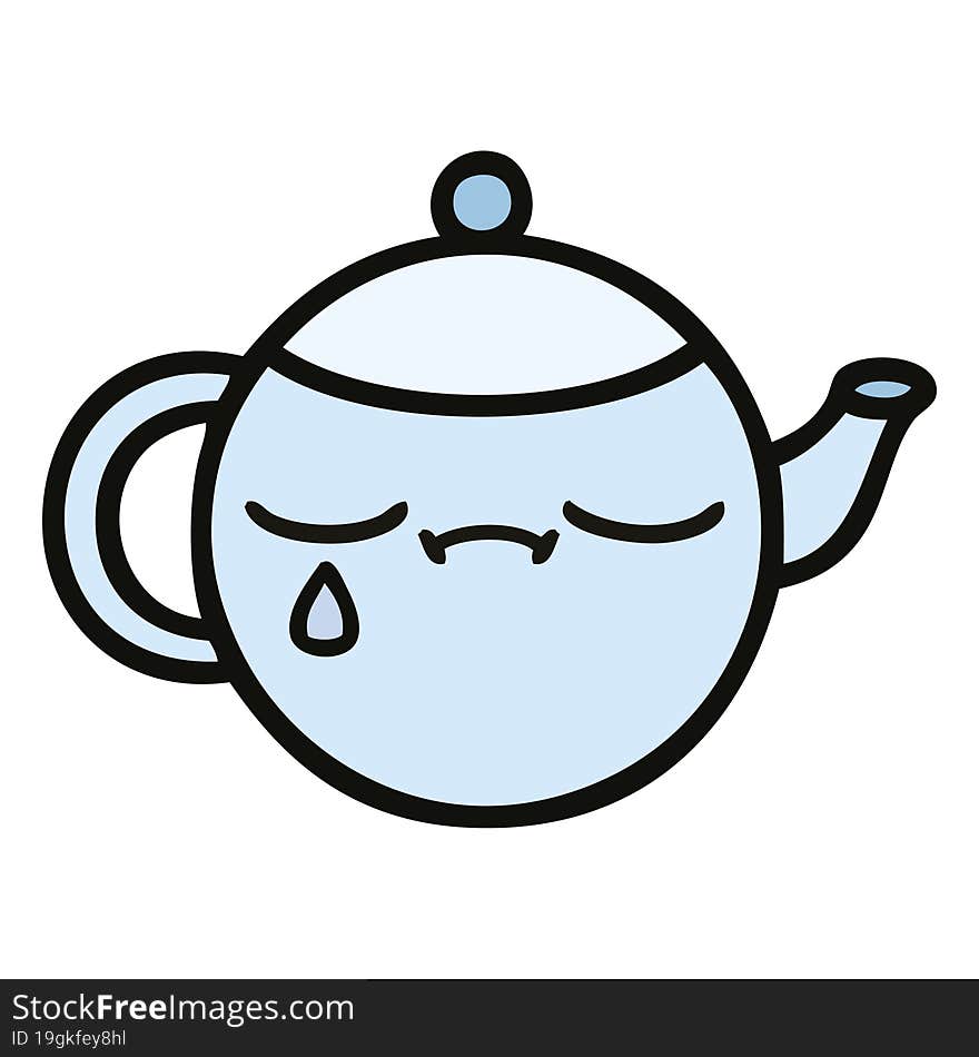 cute cartoon of a sad tea pot. cute cartoon of a sad tea pot