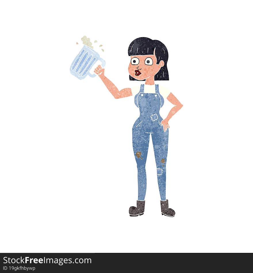 Retro Cartoon Woman With Beer