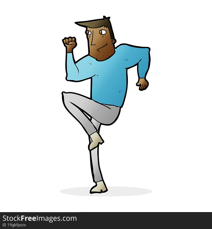 cartoon man jogging on spot