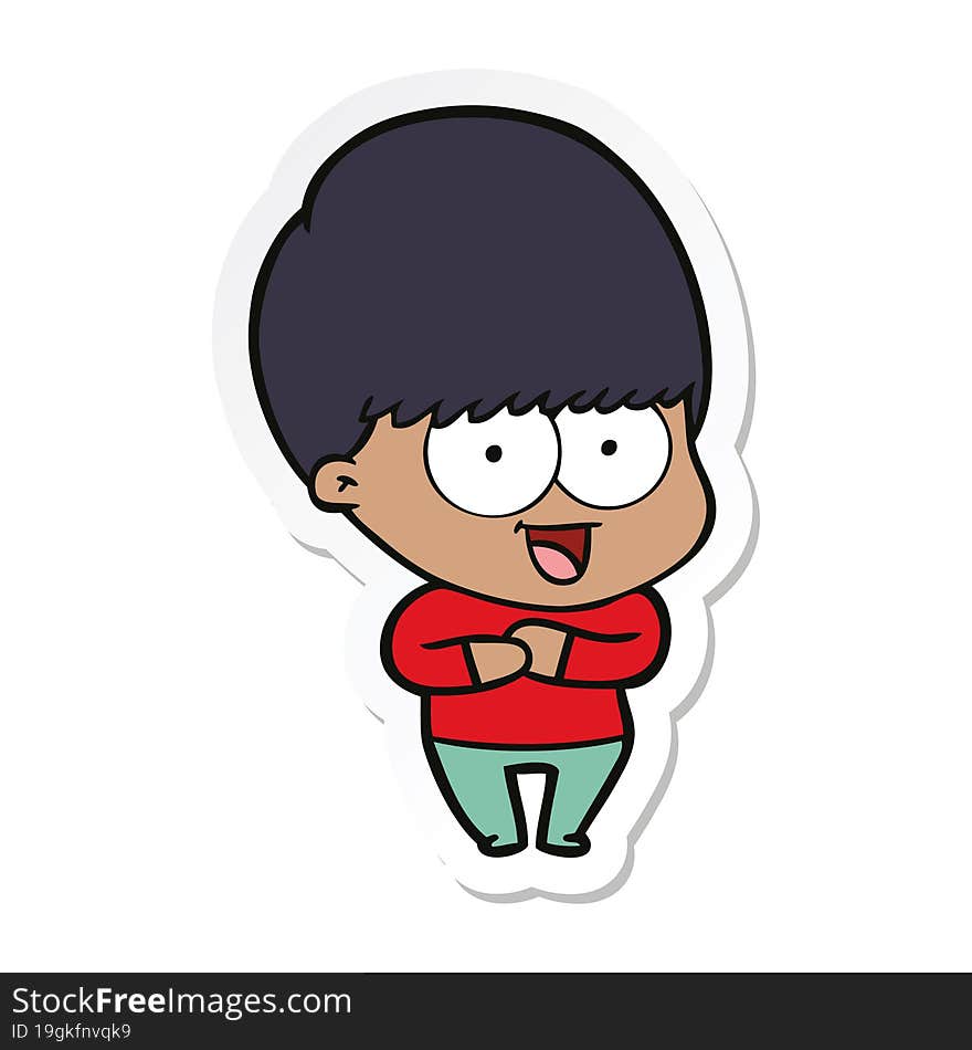 Sticker Of A Happy Cartoon Boy