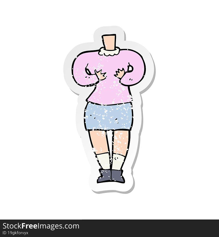 retro distressed sticker of a cartoon female body