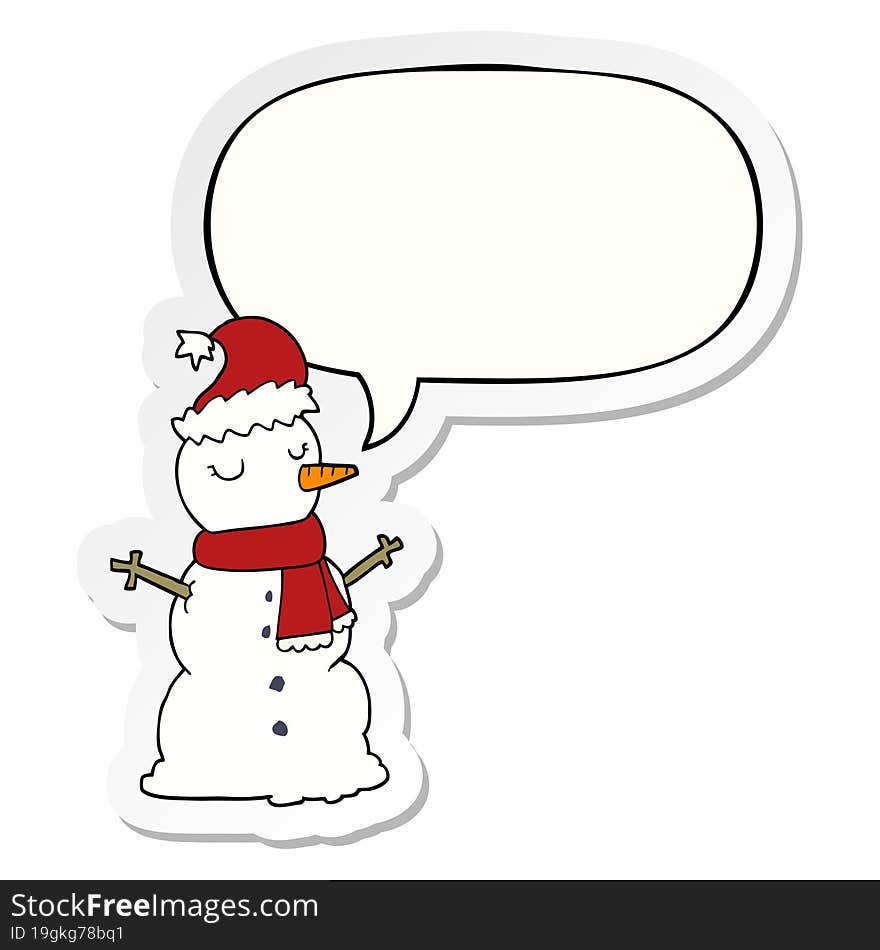 cartoon snowman and speech bubble sticker