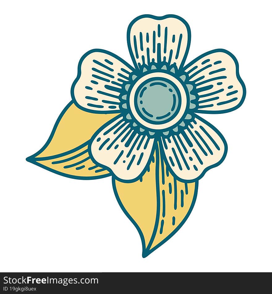 iconic tattoo style image of a flower. iconic tattoo style image of a flower