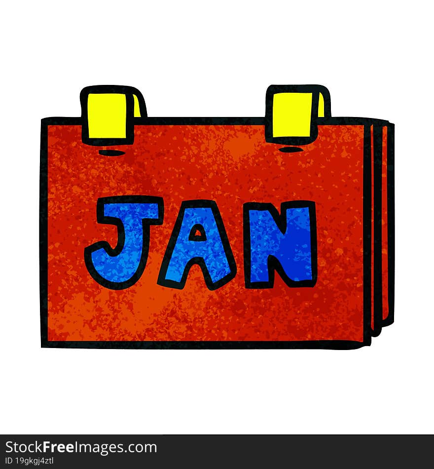 textured cartoon doodle of a calendar with jan