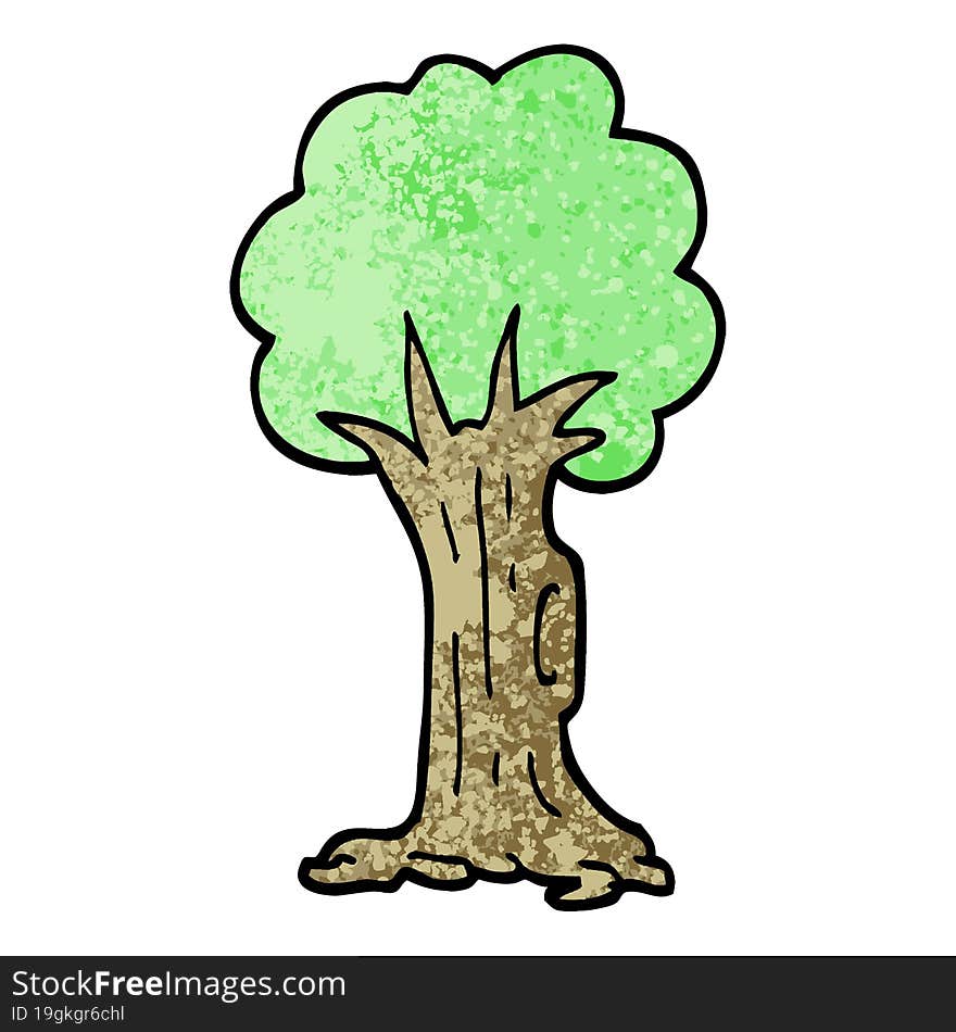 Grunge Textured Illustration Cartoon Tree