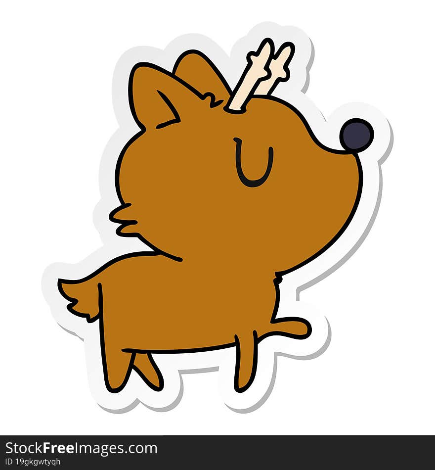 sticker cartoon illustration of  kawaii cute deer. sticker cartoon illustration of  kawaii cute deer