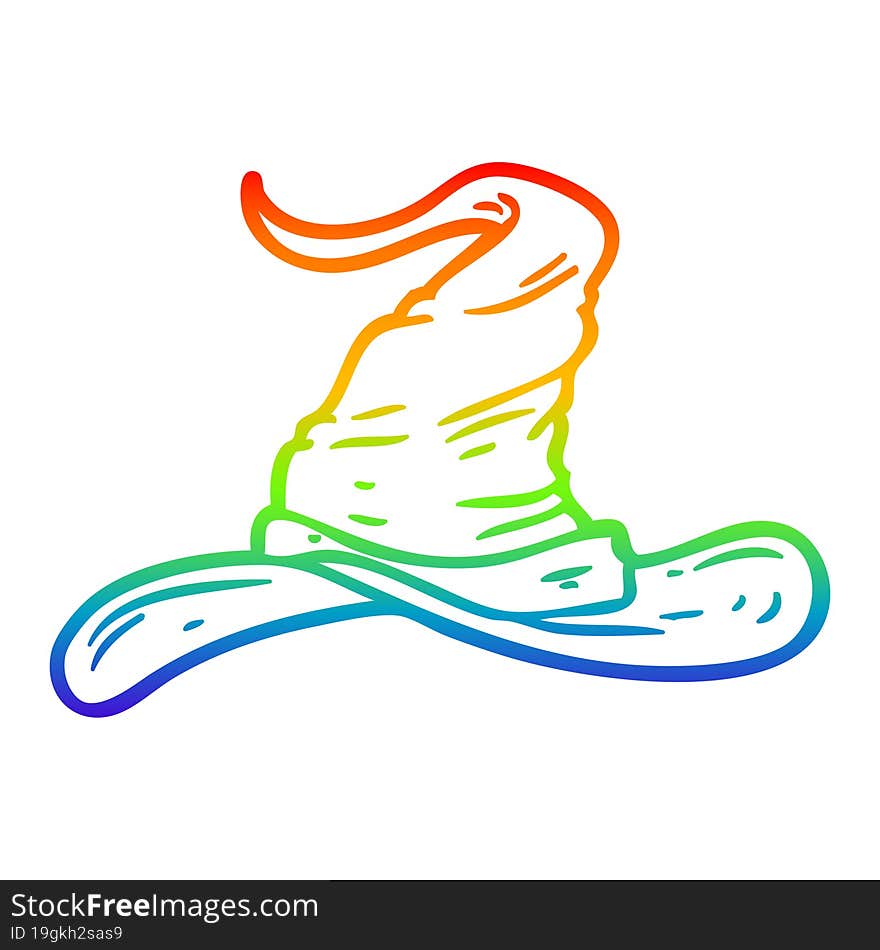 rainbow gradient line drawing cartoon wizards hat