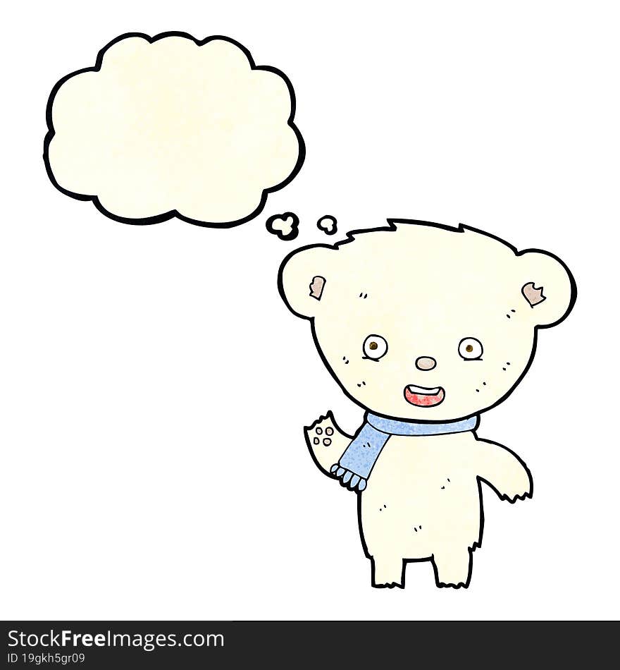 cartoon cute polar bear with thought bubble