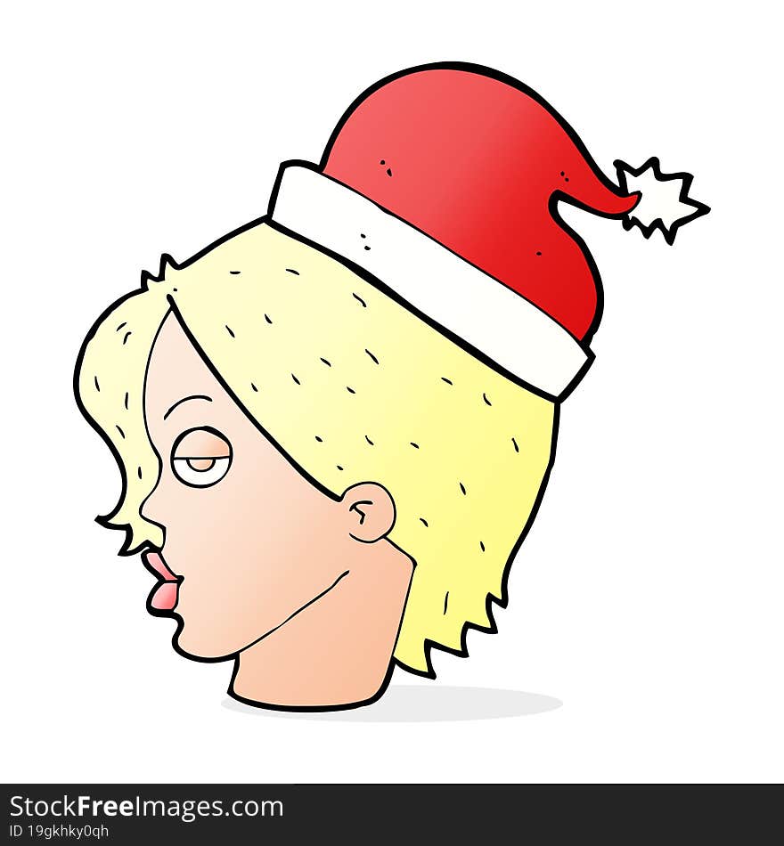 cartoon woman wearing santa hat