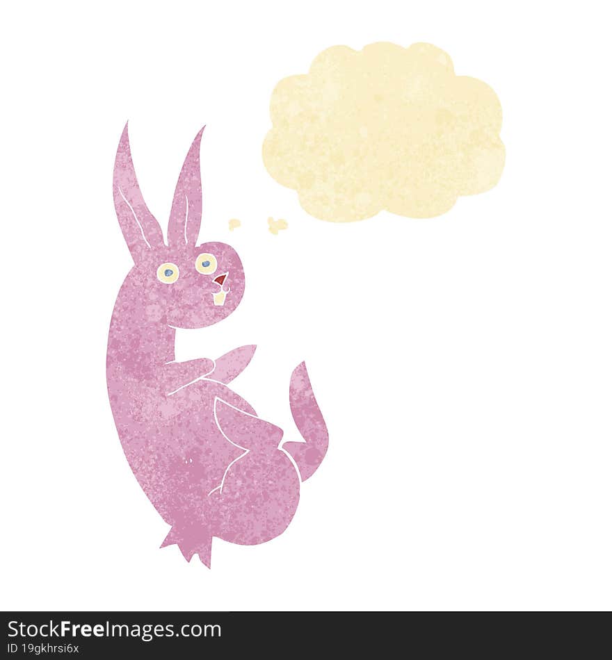 cue cartoon rabbit with thought bubble