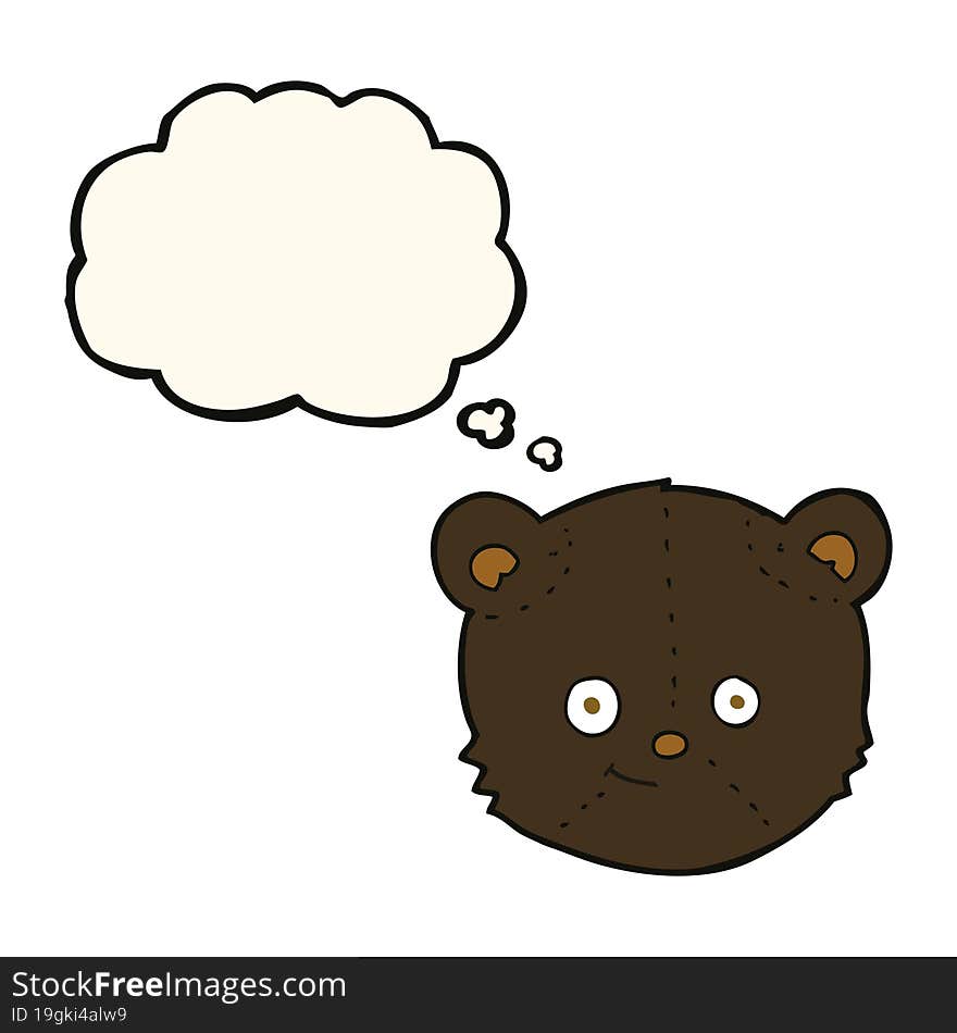 cartoon black bear head with thought bubble