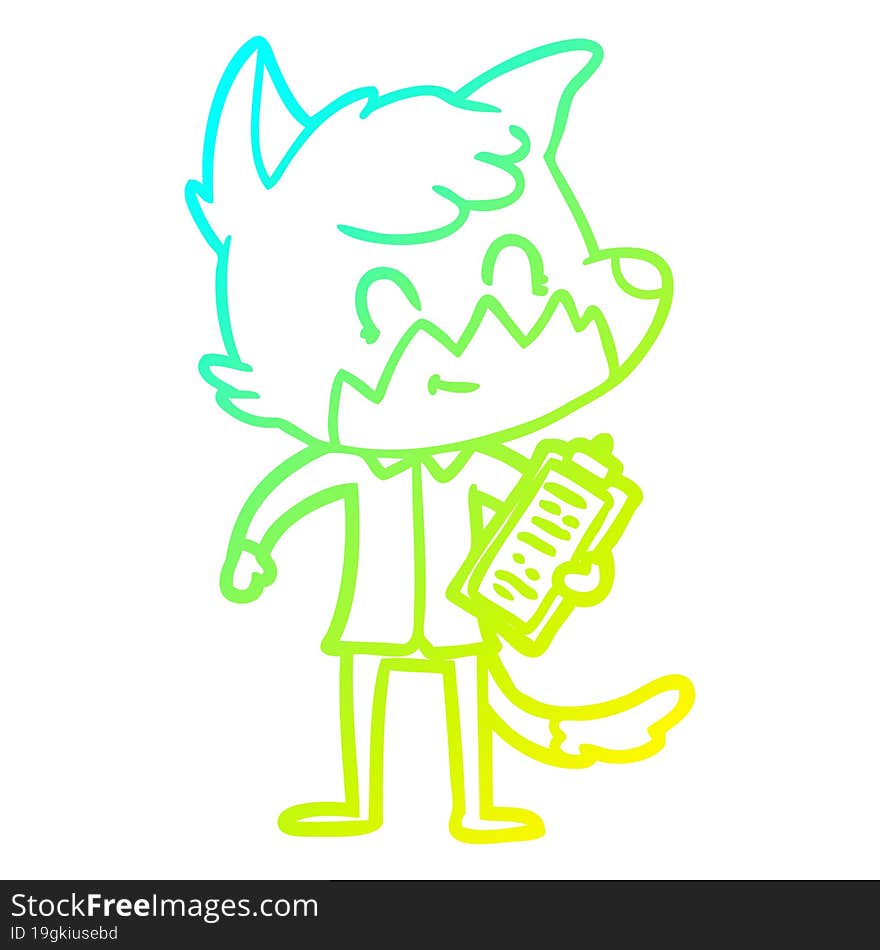 cold gradient line drawing cartoon friendly fox manager