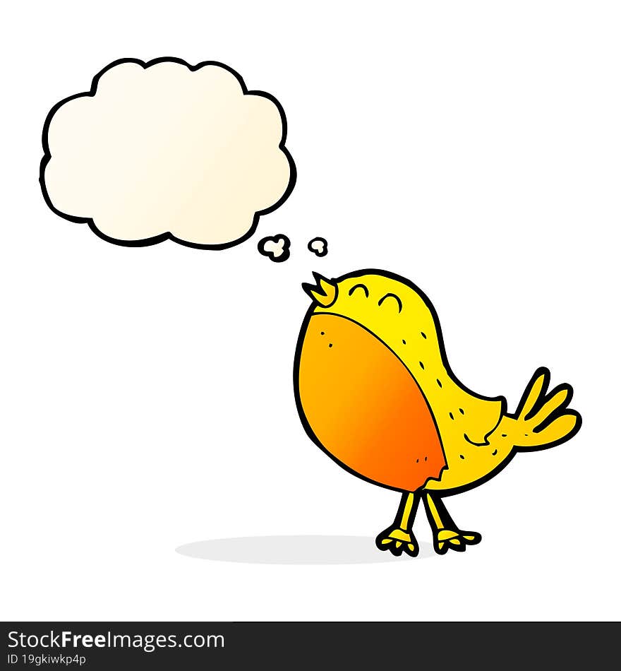 cartoon singing bird with thought bubble