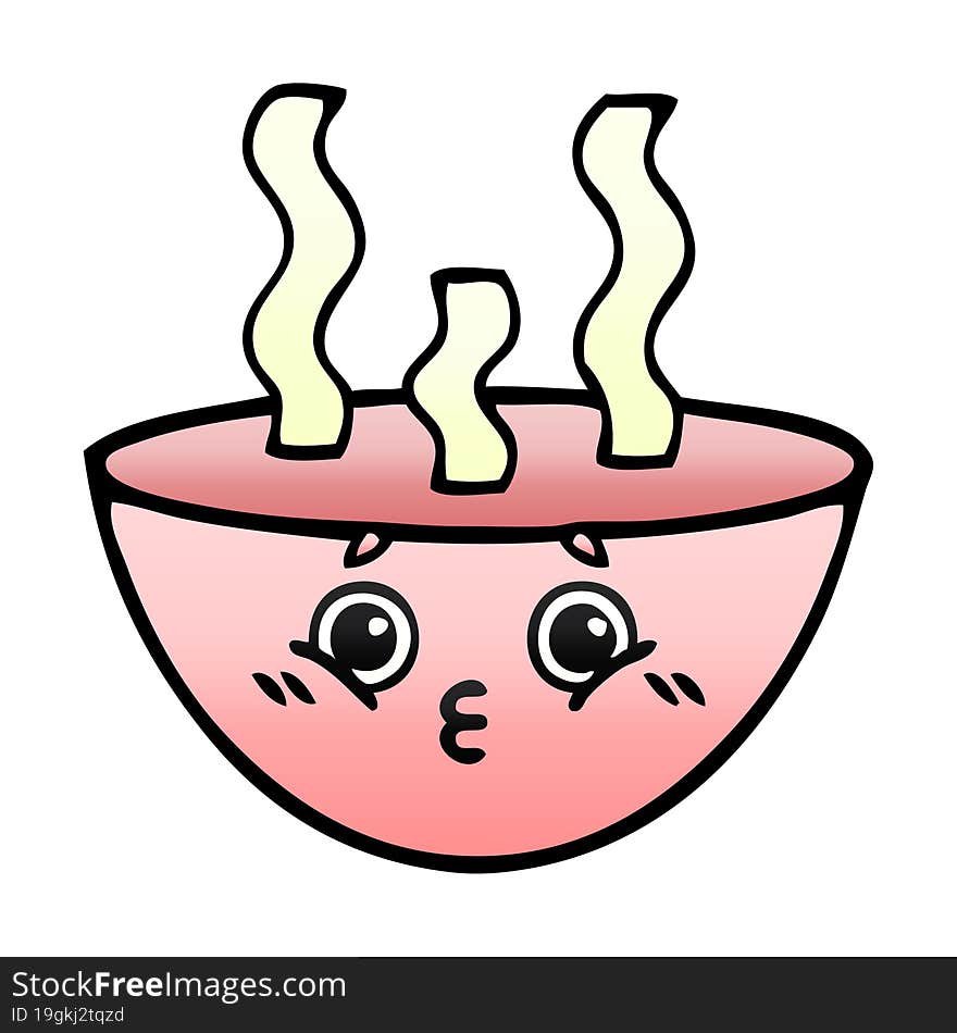 Gradient Shaded Cartoon Bowl Of Hot Soup