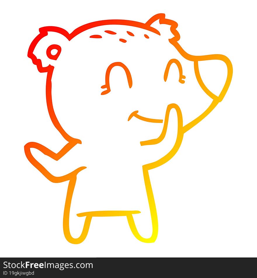 warm gradient line drawing friendly bear cartoon