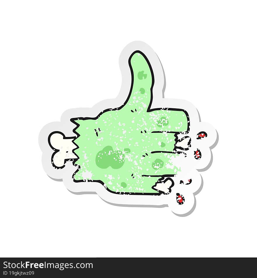 retro distressed sticker of a cartoon zombie hand