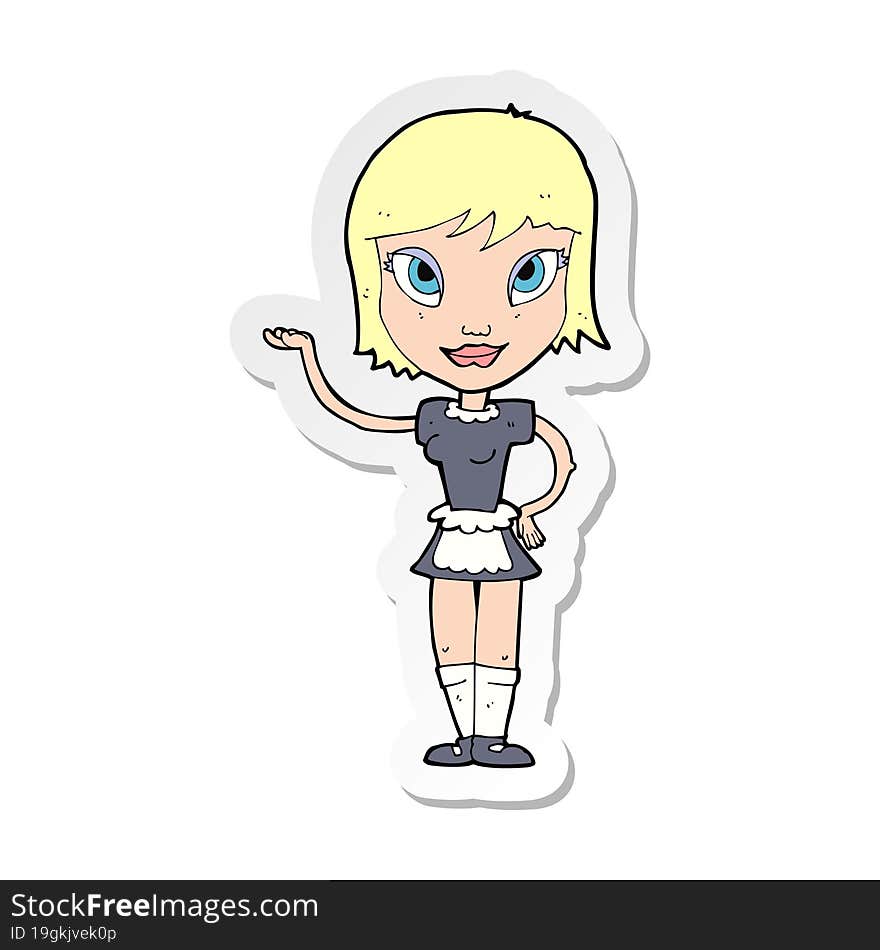 sticker of a cartoon maid