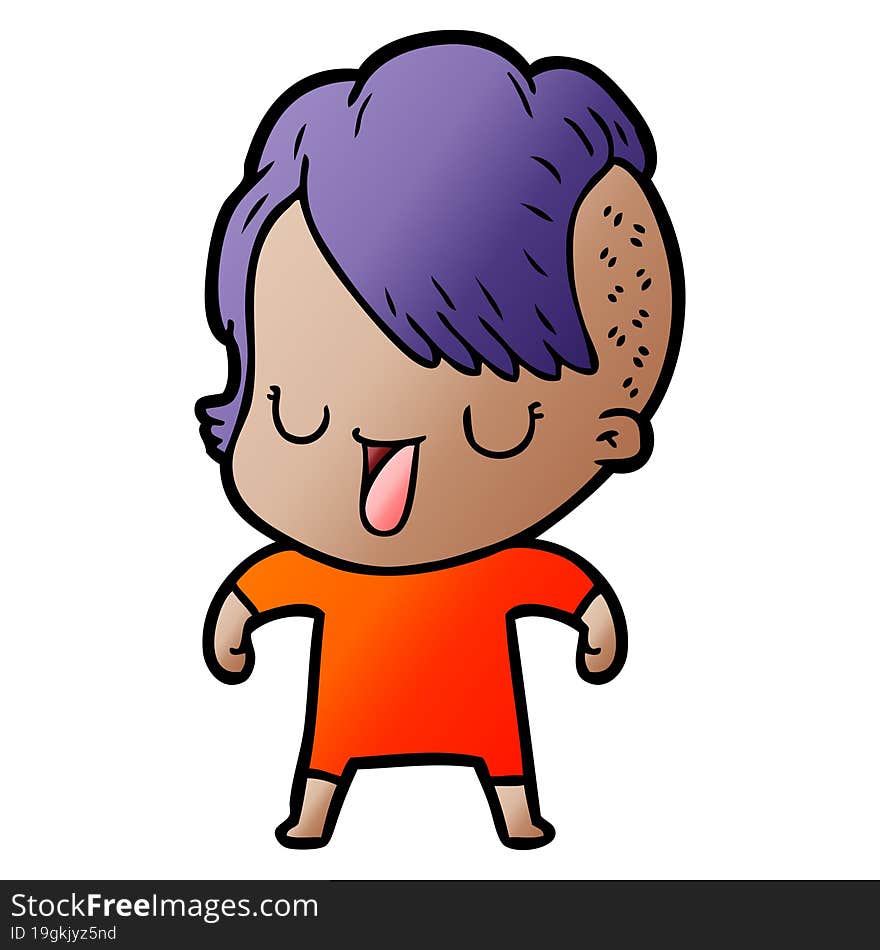 cute cartoon girl with hipster haircut. cute cartoon girl with hipster haircut