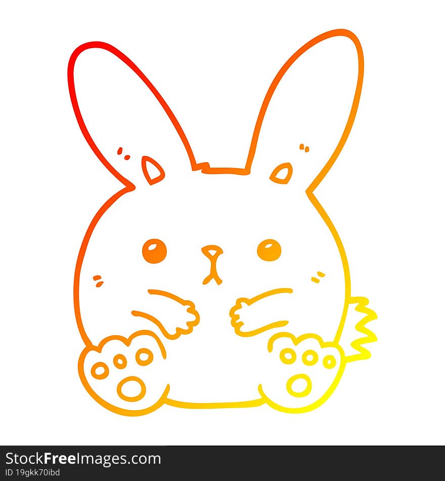 warm gradient line drawing cartoon rabbit