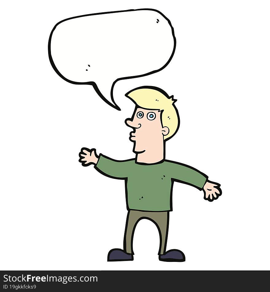 cartoon worried man with speech bubble