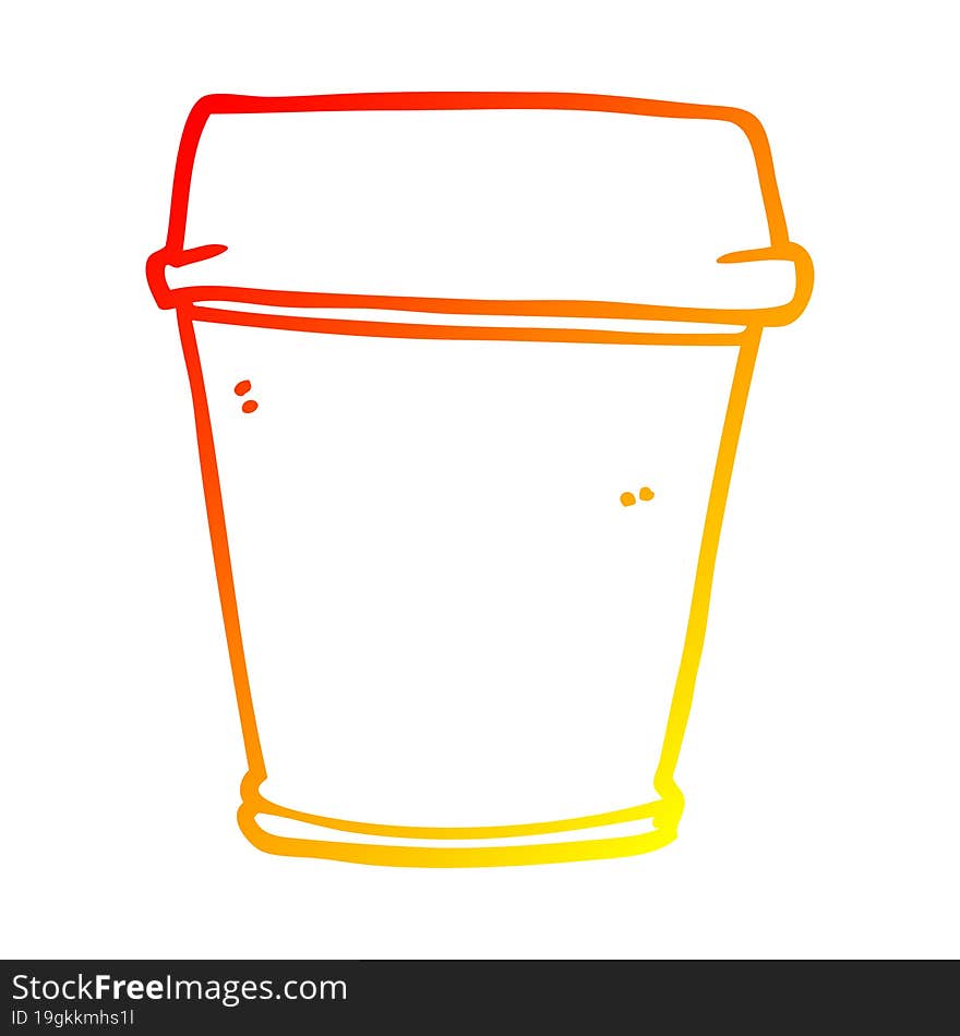 warm gradient line drawing cartoon take out coffee