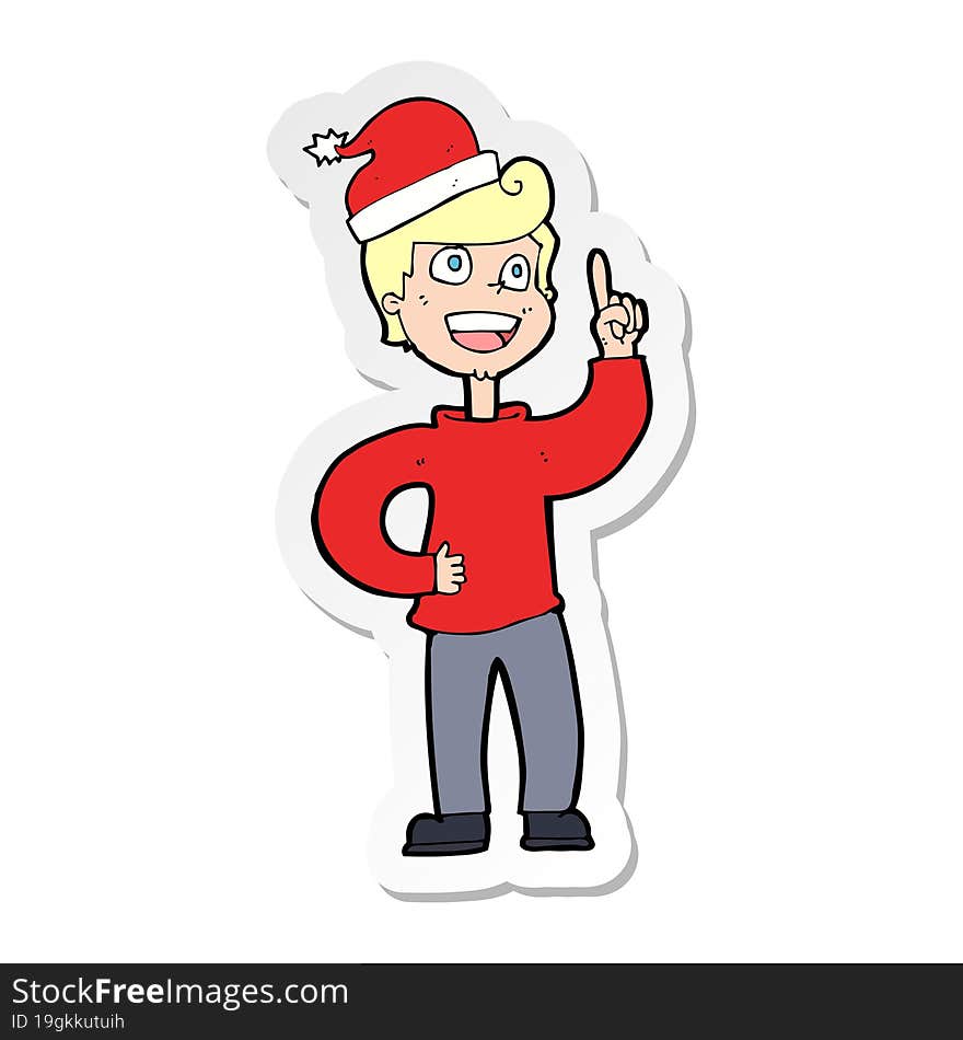 sticker of a cartoon man ready for christmas