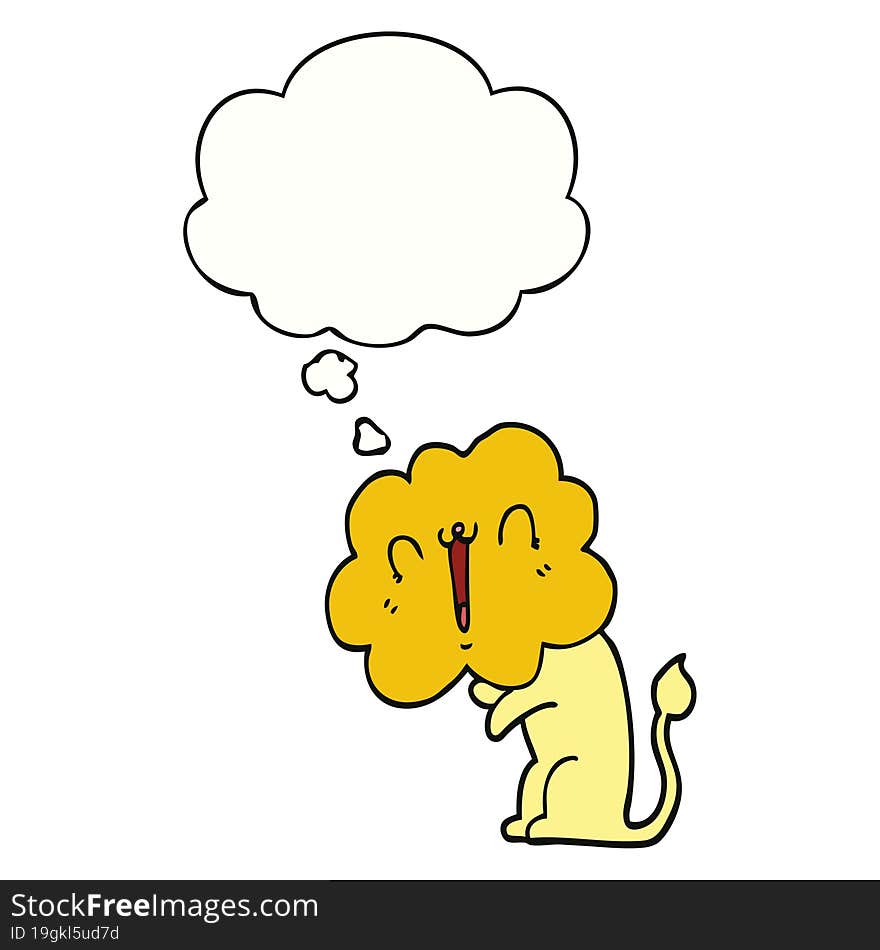 Cute Cartoon Lion And Thought Bubble