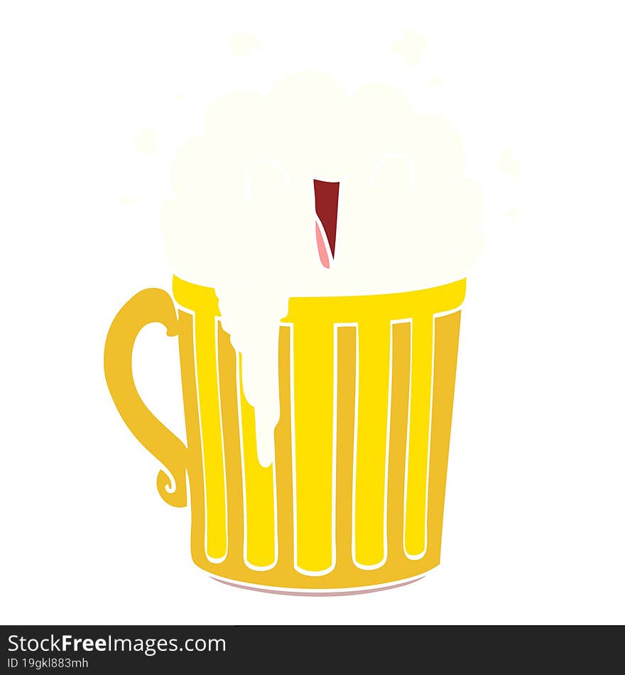 happy flat color style cartoon mug of beer