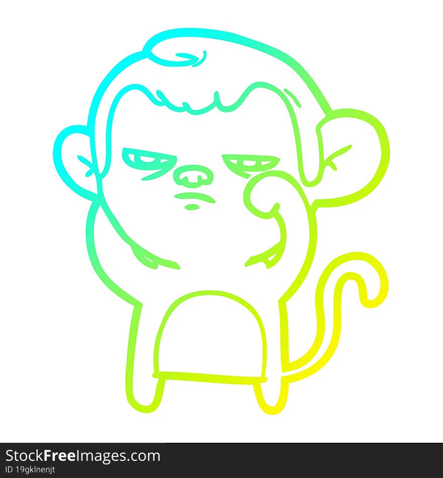 cold gradient line drawing cartoon annoyed monkey