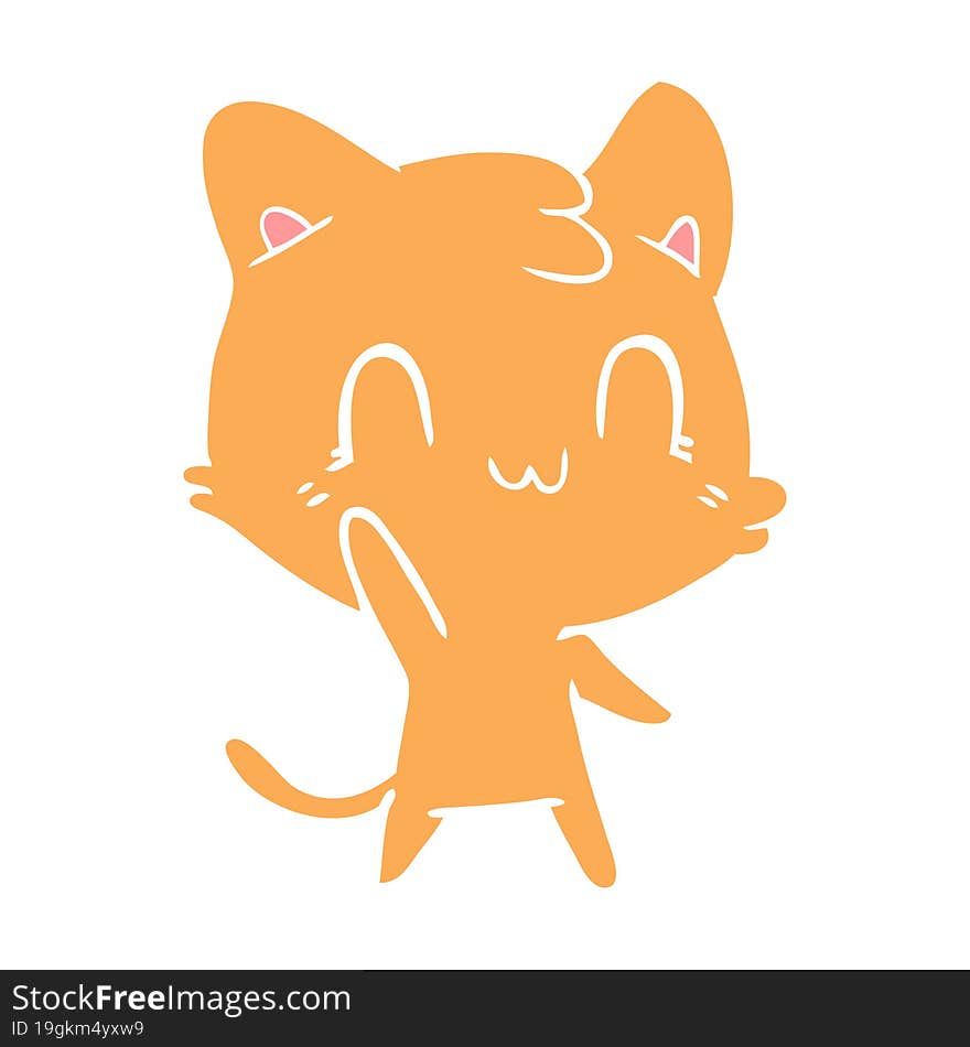 flat color style cartoon happy cat